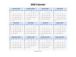 2028 Calendar Landscape