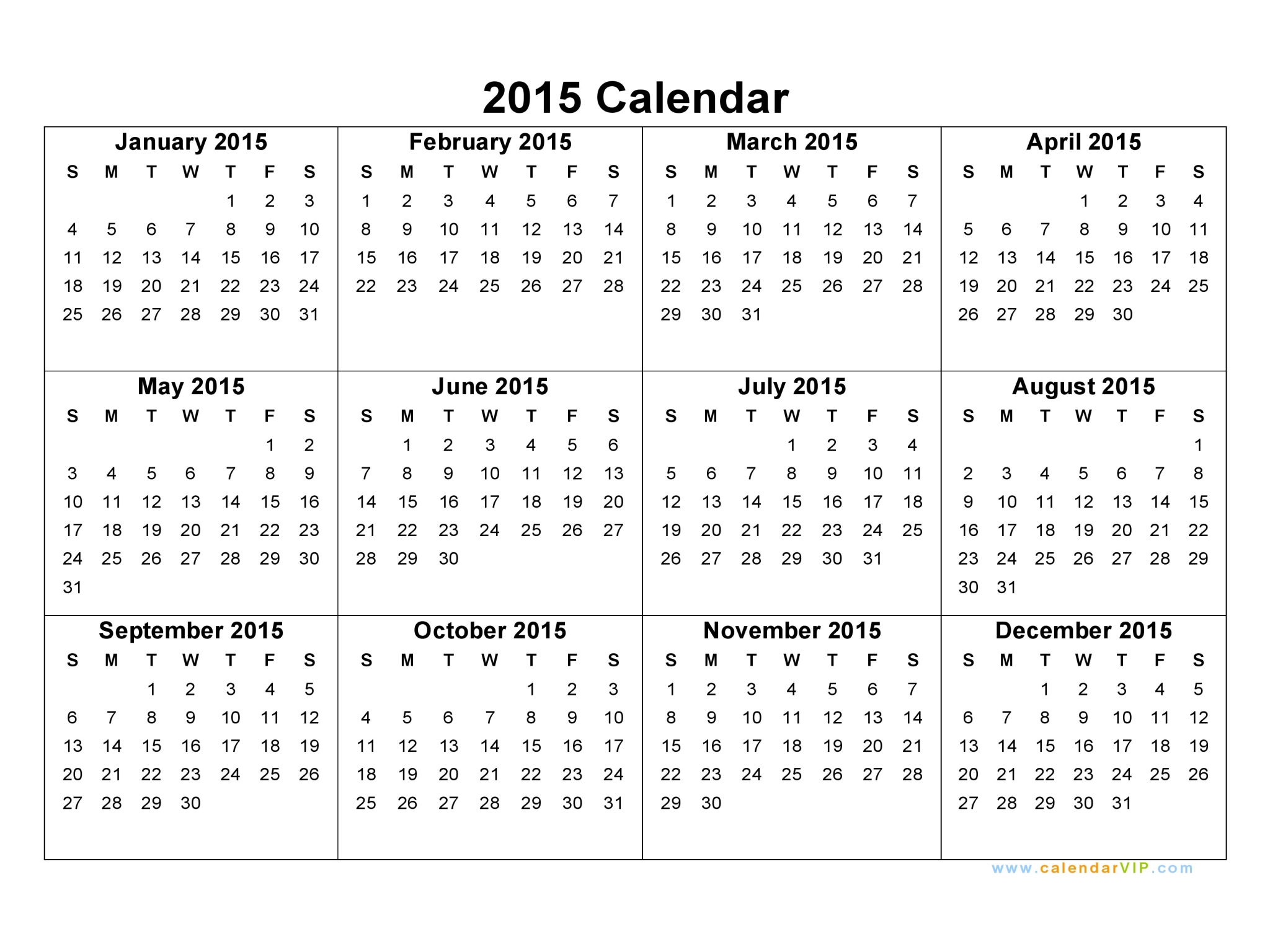 2015 Year At A Glance Printable Search Results